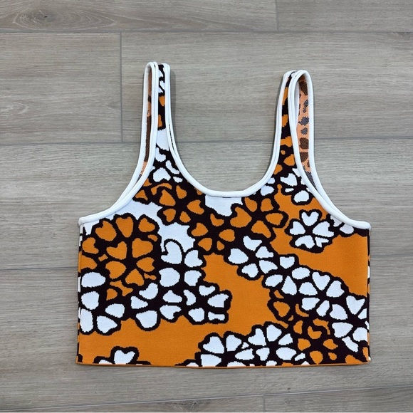 3.1 Phillip Lim crop floral tank medium orange white brown - Picture 5 of 8